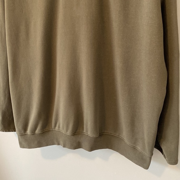 Good American Khaki Drop Shoulder Long Wide Sleeve Crewneck Sweatshirt - Picture 6 of 16